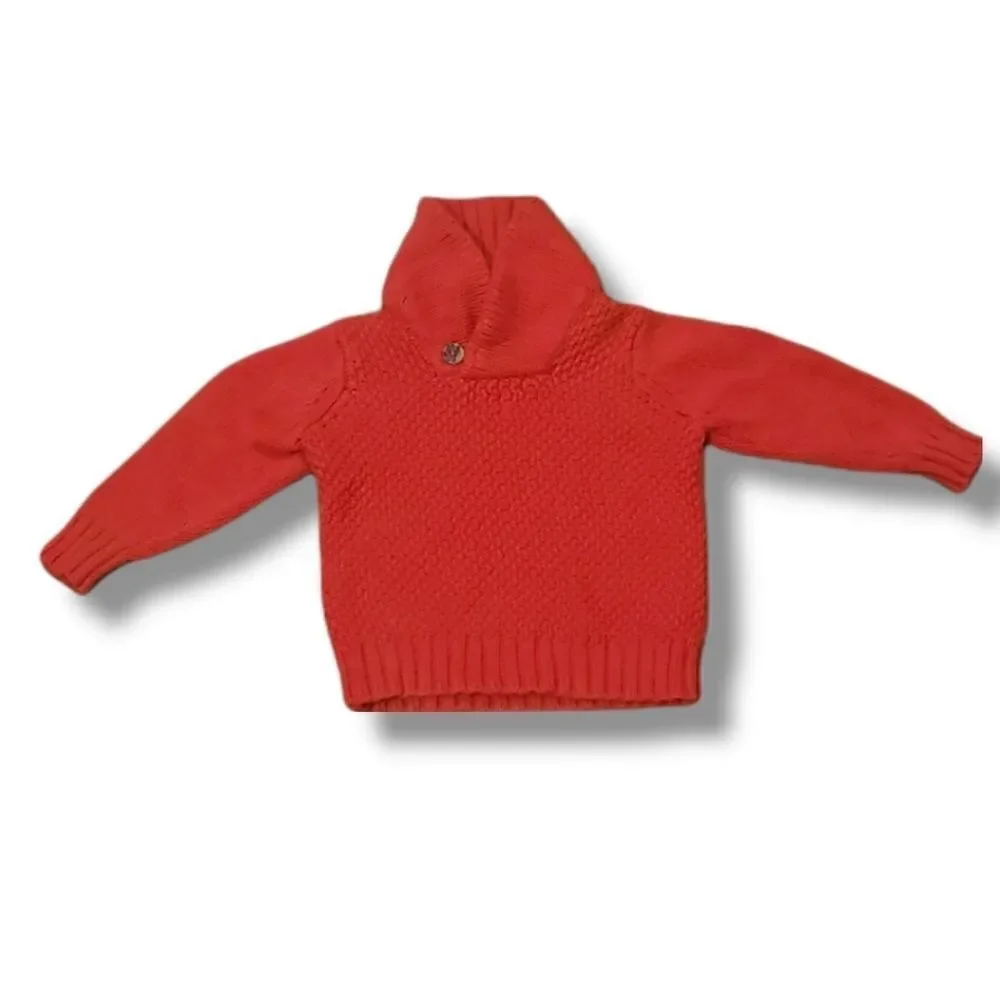 Old‎ Navy Christmas Holiday Rib Knit Shawl-Collar Red Sweater Size 2T